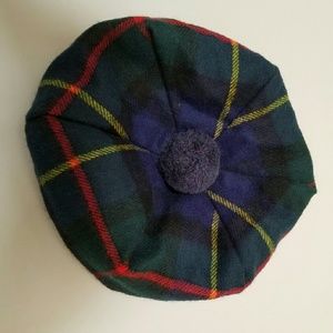 Scottish plaid tartan wool Tam beret