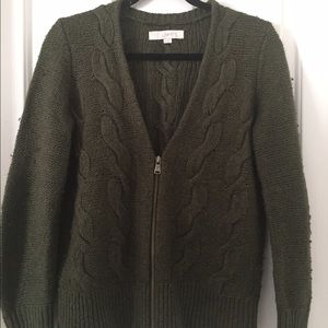 Hunter Green Zip-Up Sweater