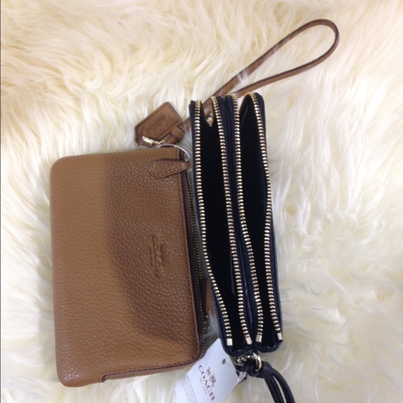 Coach® Leather double zipper wristlet/phone case - Picture 2 of 3
