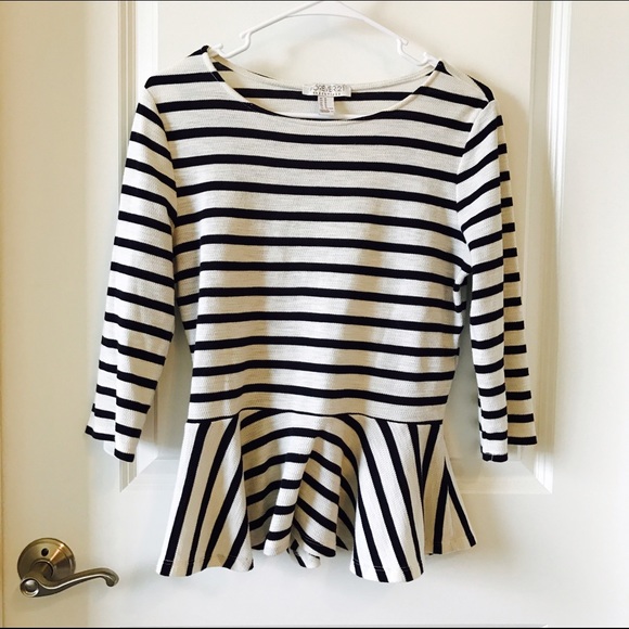 Black and White Peplum Top