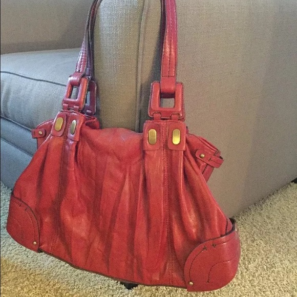 Jessica Simpson shoulder bag. Red faux leather.