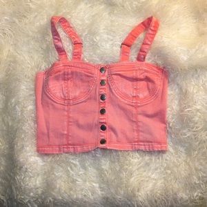 Forever 21 pink jean bustier