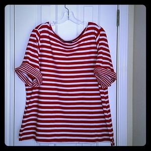 Red and White Ballet neck top from Karen Scott