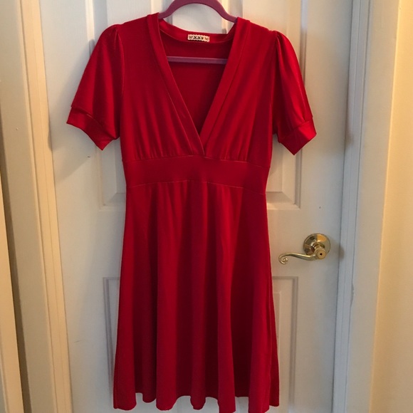 Red V-Neck Jersey Sundress