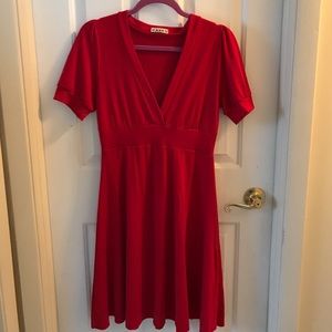 Red V-Neck Jersey Sundress