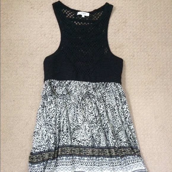 Crochet top black and white printed dress