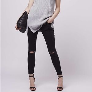 Topshop Leigh ripped black skinny jeans