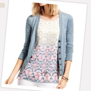 CAbi Cardigan in light blue.