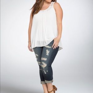 Torrid Size 1 Chiffon Braided Lace Back Tank