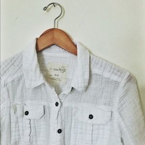 Free People Woven White Button down