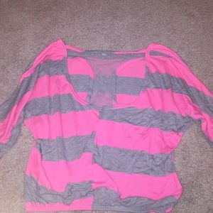 Delia's Half Sleeve Pink and Gray Top