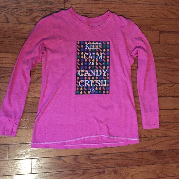 Keep Calm and Candy Crush Pink Long Sleeve Shirt