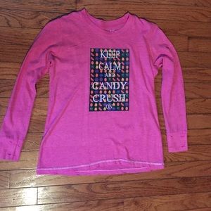 Keep Calm and Candy Crush Pink Long Sleeve Shirt