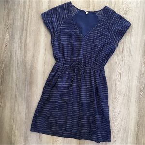J. Crew Drawstring Blue Pebble Dot Dress