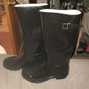 Glossy Black Rain Boots
