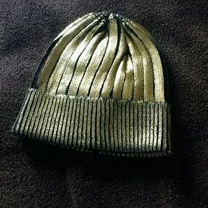 Gold and black knit beanie