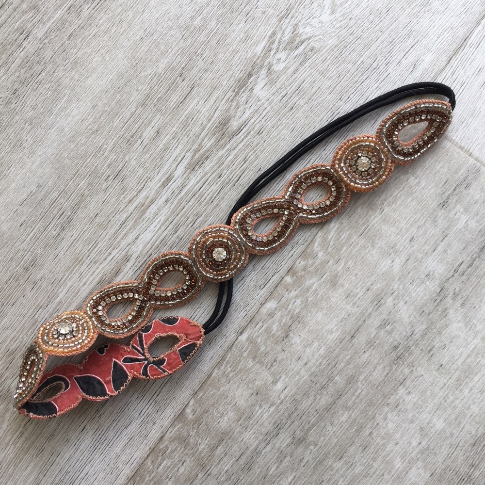 Anthropologie Beaded Elastic Headband