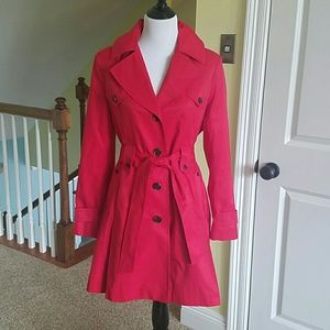 Via Spiga Trench Coat Red with Detachable Hood