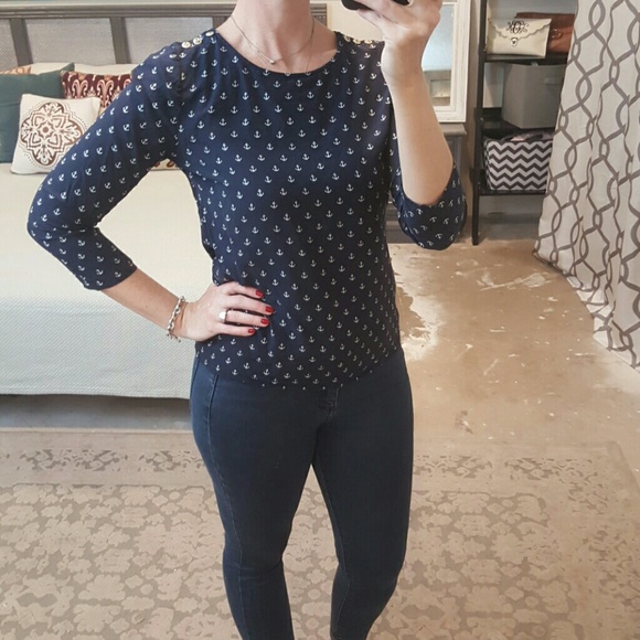 J. Crew Tops - J. Crew 100% Silk Anchor Blouse
