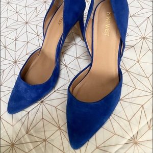 Royal blue, Nine West, suede heels.