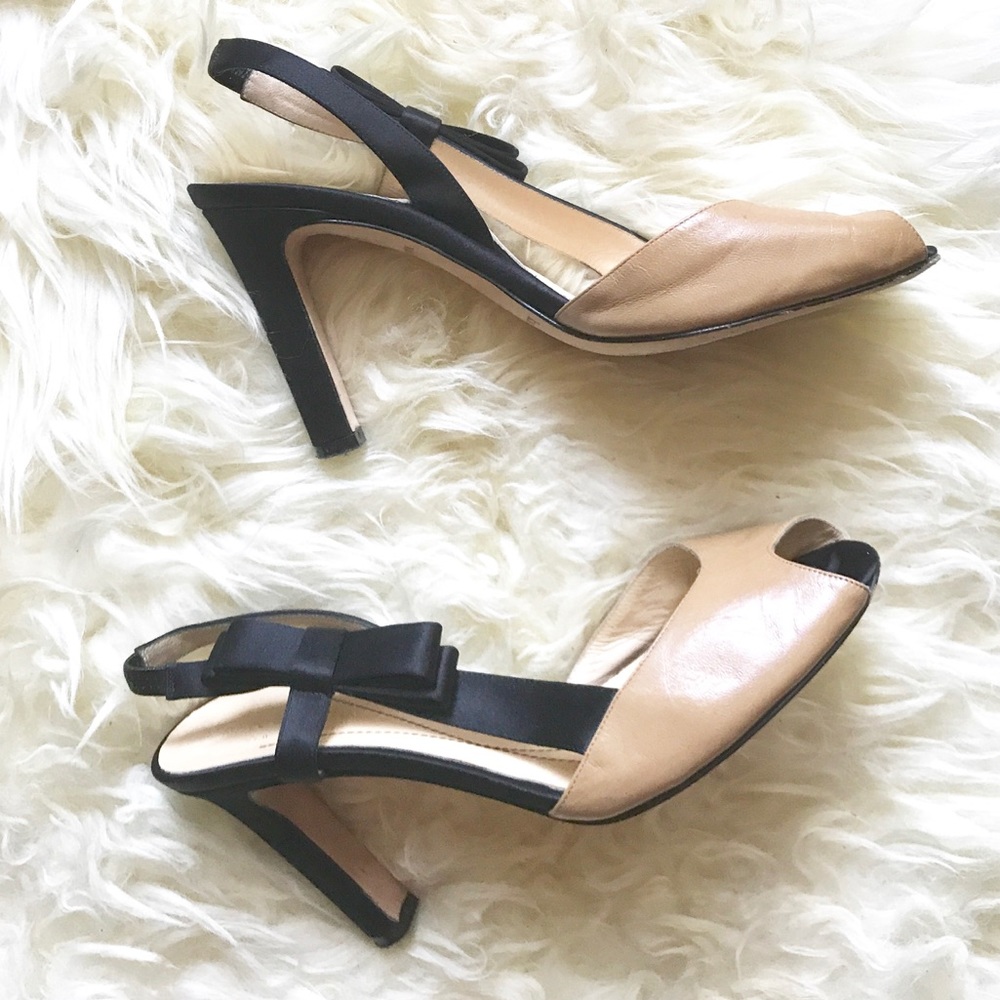 kate spade | Leather & satin bow heels | size 7