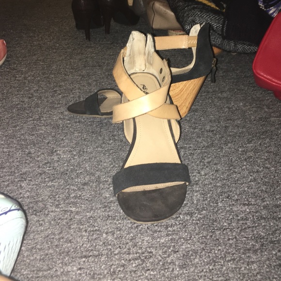 Suede and leather wooden wedges!