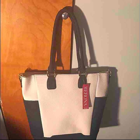 Blue and white purse