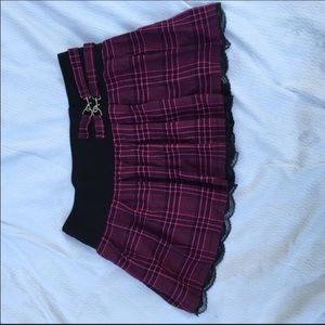 Pink and Black Plaid Morbid Threads Skirt