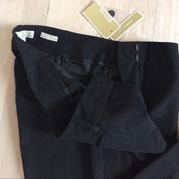New with tags  MICHAEL KORS "GRAMERCY FIT" Black Pinstriped slacks Petite - Picture 3 of 3