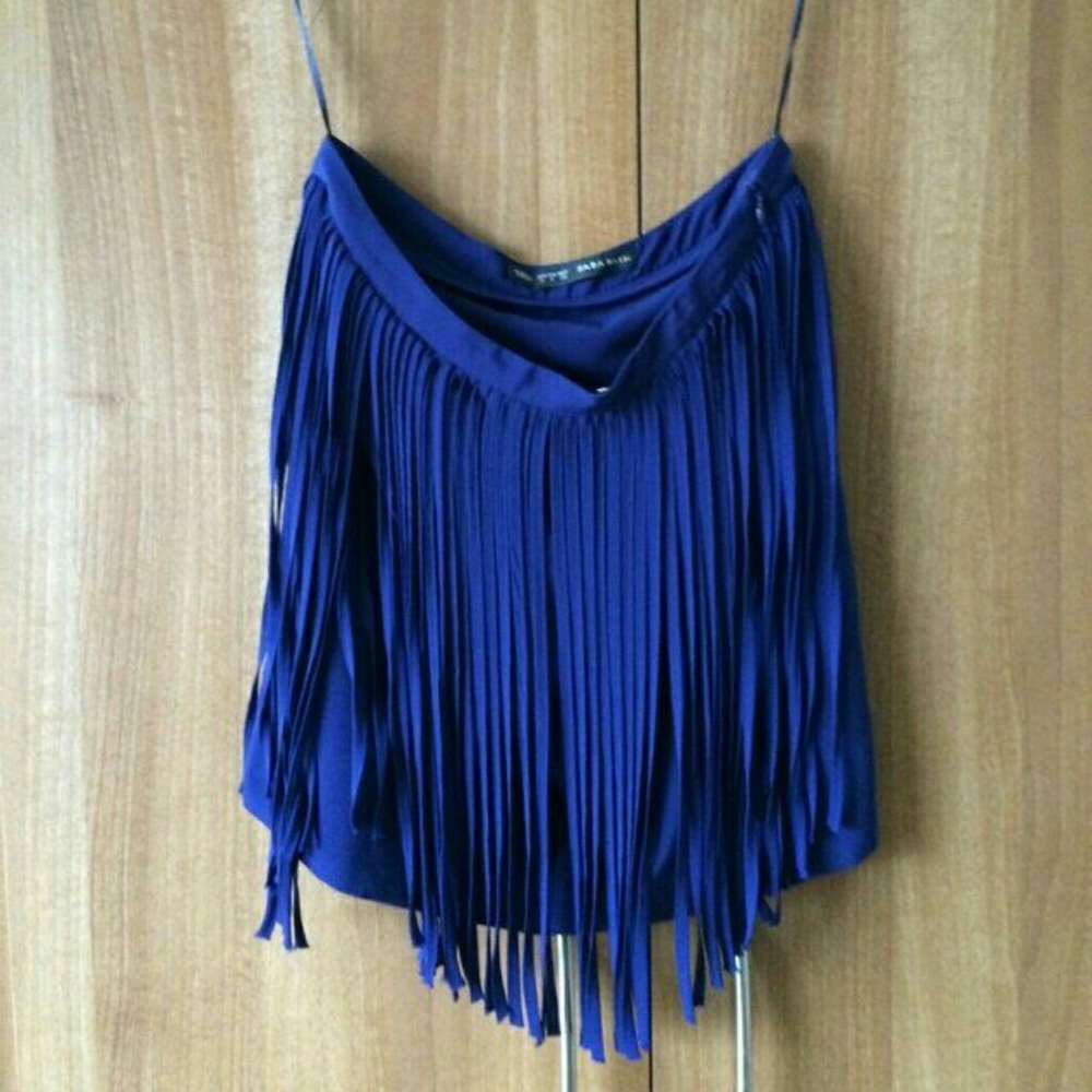 Zara Blue Fringe Skirt