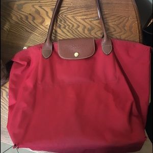 Red LongChamp tote bag