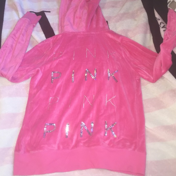 Vs pink terry cloth zip up