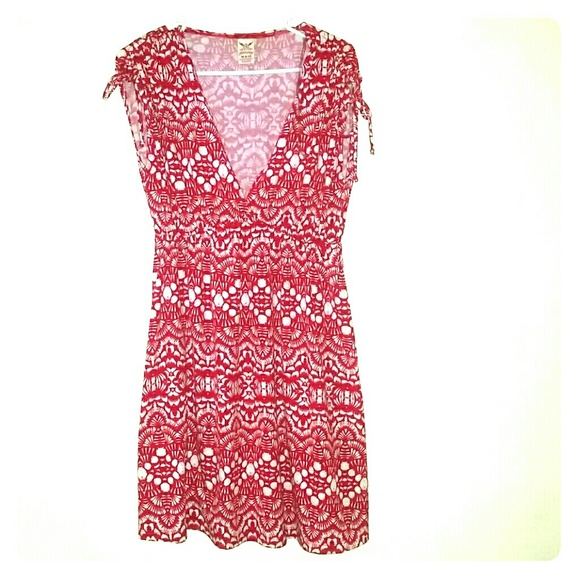 Kimono style red and white dress