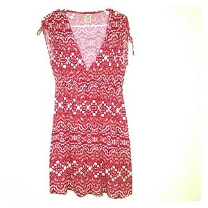 Kimono style red and white dress