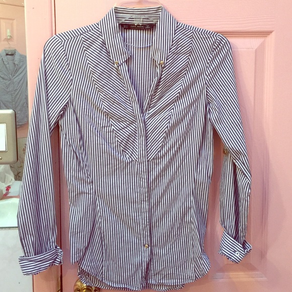 Zara blue striped button down shirt