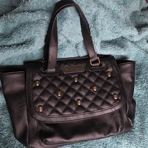Loungefly Black Quilted Skull Bag