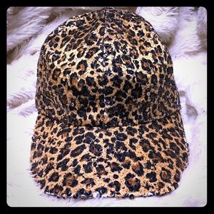 Leopard Print Sequined Hat