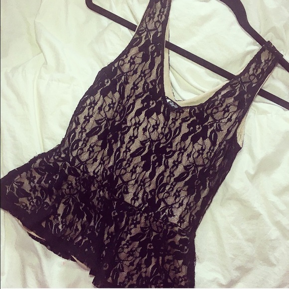 Black laced peplum tank