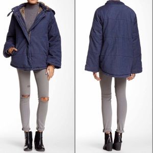 🌺FREE PEOPLE RARE HEAVY SHERPA INDIGO BLUE COAT