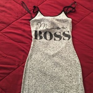 Grey dress with the saying miss boss