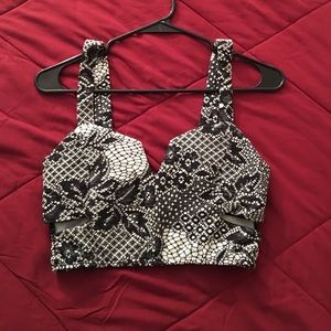 Both crop top and skirt