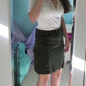 Olive Cargo Skirt-fits small