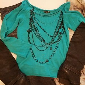 **SOLD** Teal Necklace Print Sweatshirt