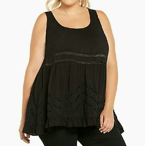 Torrid tunic with lace embellishments