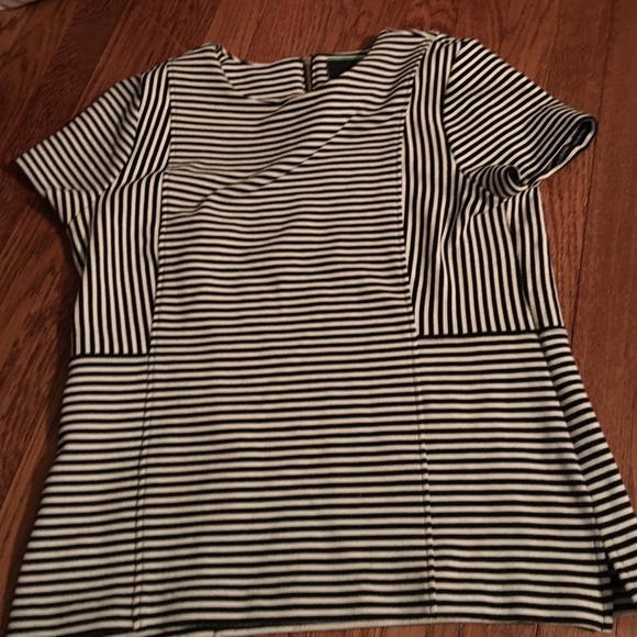 Short Sleeve Black & White Striped Shirt