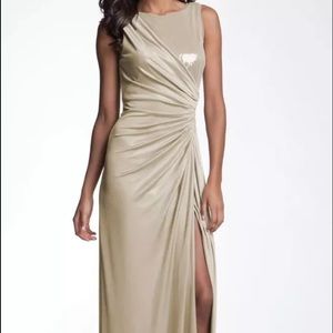 Adrianna Papell Gold Gown Dress Size 8 New w/ Tags