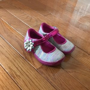 Silver and Pink Stride Rite Hard bottom shoes
