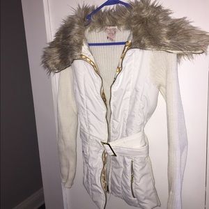 Lightweight faux fur jacket with belt