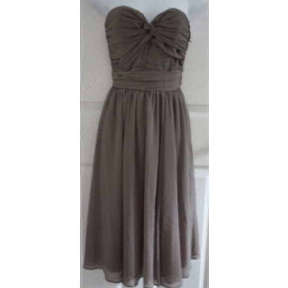 H&M Grey Chiffon A-Line Strapless Dress