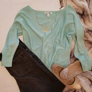 Shimmery Mint Green Dolman Sweater
